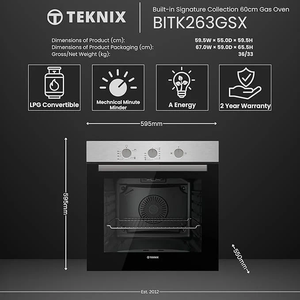 เตาแก๊สแบบฝัง T-e-k-n-i-x BITK263GSX สเตนเลสสตีล 63 ลิตร - Product Image 5
