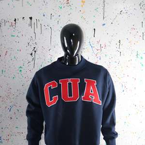 CUA BLUE <b>Mock</b> <b>Neck</b> Sweatshirt 100% RED Applique Embroidery wide <b>neck</b> Sweatshirt Finer Threads - Product Image 5