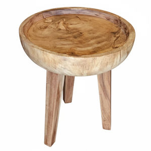 Mesa Auxiliar de Madera Suar Exótica en Forma de Cuenco, Pulida, de Lujo, Ecológica, Resistente y Estética, Mesa Esquinera Pequeña de Madera - Product Image 4