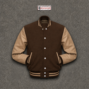 Nouveau style Veste universitaire en laine marron avec col et poignets rabattables, mode streetwear pour homme - Product Image 5
