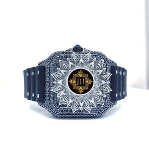 Reloj de Cuarzo Moissanite Rectangular Negro de Diseño, Analógico, VVS, Pasa el Test de Diamantes, Correa de Acero Inoxidable de Alta Calidad, Gran Venta - Product Image 1