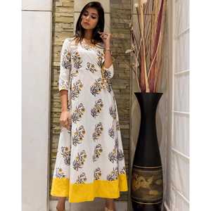 ชุดอังกรากาห์ผ้าชีฟองสีขาวเหลือง ทรงหลวม เอวธรรมชาติ สไตล์บุตต้า - Product Image 3