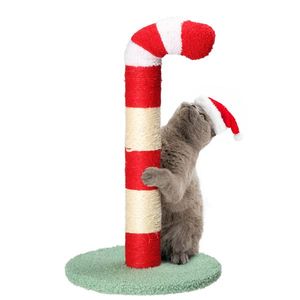 Rascador para Gatos con Forma de Bastón de Caramelo Navideño, Cubierta de Felpa Suave, Árbol para Gatos de Interior con Diseño Adorable - Product Image 1