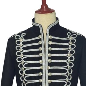 Nouvelle Veste Formelle Homme Tendance 2026 Noire Broderie Argentée Style Steampunk en Laine/Polyester Double Boutonnage Coupe Slim Automne - Product Image 4