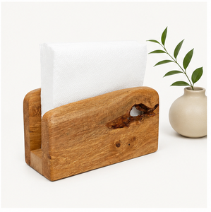Premium Handcrafted Solid Wooden Napkin Holder Stand For <b>Dining</b> <b>Table</b> Eco-Friendly Rustic Tissue Dispenser For Home & Restaurant - Product Image 6
