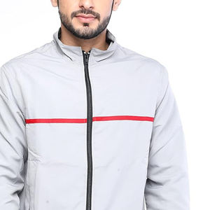 Chándal Gris Claro para Hombre, Manga Larga, Cierre de Cremallera, Ropa Casual de Primavera con Bolsillos Laterales, Corte Regular, Transpirable, Diseño Sólido - Product Image 6