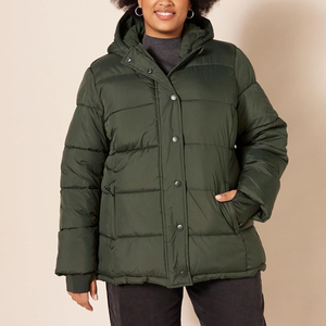 Chaqueta Acolchada para Mujer, con Capucha, para Invierno, Manga Larga, Color Sólido, Relleno de Poliéster, Cierre de Cremallera, Largo Regular - Product Image 4