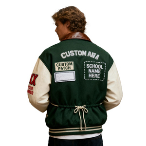 เสื้อแจ็คเก็ตเบสบอลวาร์ซิตี้แบบมีโลโก้ปักเอง ผ้าแคนวาสอย่างดี 100% ผ้าฝ้ายคุณภาพสูง สำหรับทุกเพศ ทุกวัย ขายส่ง - Product Image 4