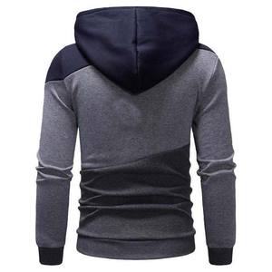 Sweat-shirts à capuche contrastés pour hommes en polaire polyester/coton avec fermeture éclair – Nouvelle collection automne décontractée brodée – En promotion - Product Image 3
