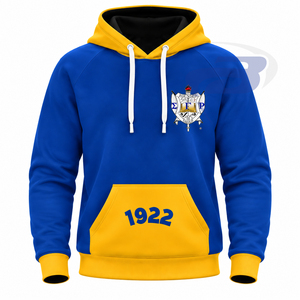 Sudadera con Capucha Azul para Hombre de la Hermandad Sigma Gamma Rho con Bolsillo Amarillo Tipo Canguro, Sudadera Informal con Bloques de Color 1922 para Mujer, Sudadera con Capucha de Invierno - Product Image 1
