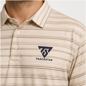 Camisa Polo a Rayas Beige Marrón para Hombre Trackstar, Manga Corta, Cuello con Botones, Camisa Casual de Golf, Logotipo Personalizado - Product Image 5