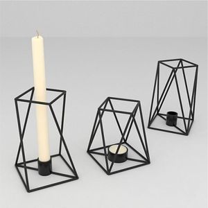 Modern Geometric Iron Wire Pillar Candle Holder Nordic Black Metal <b>Tealight</b> <b>Lantern</b> for Wedding Table Decor Home Centerpiece - Product Image 3