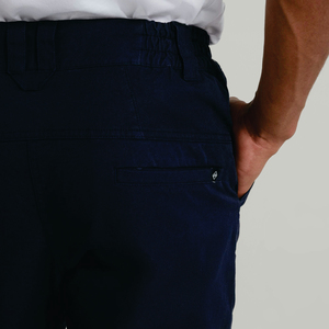 Men Navy Straight Fit Casual <b>Trousers</b> <b>Elastic</b> <b>Waist</b> Breathable Polyester Cotton Oxford Fabric Side Pockets Right Leg Logo - Product Image 4