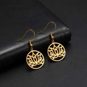 Pendientes Colgantes de Flor de Loto Estilo Boho, Tono Dorado, Hechos a Mano, Étnicos, Florales, Joyería de Moda, Regalo para Mujer - Product Image 4