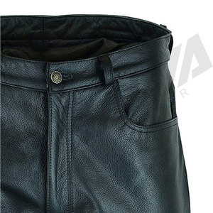 Pantalones de Motocicleta Impermeables de Cuero Negro para Hombre, Corte Recto, Cintura Media, con Cordón Ajustable, para Invierno - Product Image 4