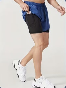 Men's Casual Gym Shorts 100% Polyester Blue Running Shorts Elastic Waist Quick Dry Sporty Fit 100% Polyester <b>Mid</b> Length Knitted - Product Image 5