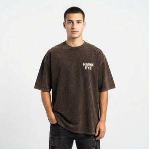 T-shirt Homme Oversize en Coton Délavé à l'Acide Respirant avec Impression Sérigraphique – Vente en Gros Fabricant - Product Image 3