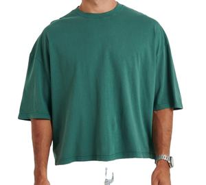 เสื้อยืดโอเวอร์ไซส์วินเทจของผู้ชายผ้าฝ้ายน้ำหนักเบาทรงหลวมฟิตเนสสีทึบสไตล์วินเทจออกแบบได้ตามต้องการ - Product Image 5