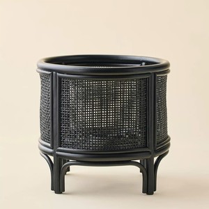 Minimalist Indoor Black Rattan <b>Plant</b> Stand Natural Rattan Elevated Wicker <b>Plant</b> <b>Basket</b> Handmade - Product Image 2