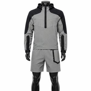 Wholesale Mens Technical Ripstop Hoodies Windbreaker and Cargo Shorts Set Lightweight Outdoor Activewear OEM Factory - Product Image 1
