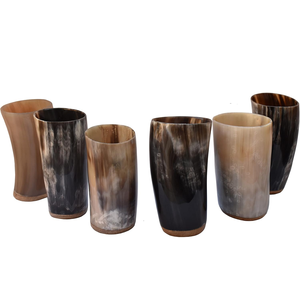 Luxury New Short Glass Drinkware <b>Set</b> with Buffalo Horn Tankard & Stand for <b>Wine</b> & Beer - Product Image 2