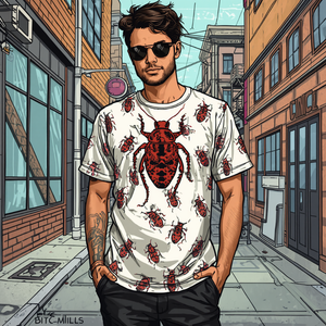 เสื้อยืดผู้ชายพิมพ์ลายแมลงสาบ แขนสั้น คอกลม ทรงปกติ ผ้าเจอร์ซีย์คอตตอน 100% - Product Image 3