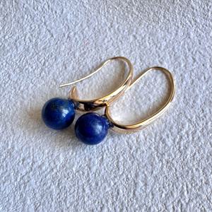 Boucles d'oreilles pendantes en lapis-lazuli, argent sterling 925, plaqué or 14 carats, cadeau pour elle, cadeau pour maman - Product Image 2