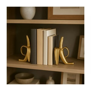Porte-livres en forme d'ananas plaqué or, sculpture décorative en métal, accessoire de bureau élégant pour la maison, style glamour, 2 pièces - Product Image 3