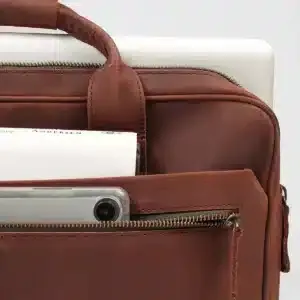 Minimalist Brown Leather Laptop <b>Bag</b> Premium Slim Business Briefcase for Modern Professionals Custom Logo Wholesale Supply - Product Image 5