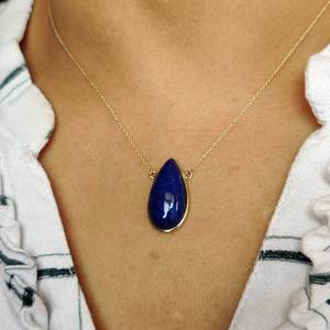Natural <b>Lapis</b> <b>Lazuli</b> Pear Cut <b>Pendant</b> In 14K Gold 16x16MM Fine Fashion Jewelry <b>Pendant</b> For Women Wholesale Gold Jewelry Supply - Product Image 1