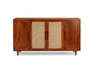 Pindel Handicraft Indian Wooden Console Table Natural Woven Cane Storage Cabinet Dining Room <b>Sideboard</b> - Product Image 5