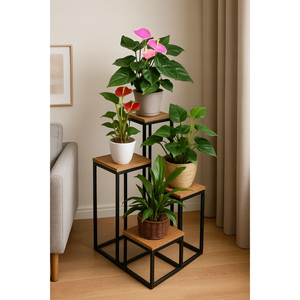 Support à plantes moderne à 5 niveaux en métal, porte-pots de fleurs hauts pour plantes d'intérieur, pour salon et balcon, présentoir de plantes gain de place - Product Image 6