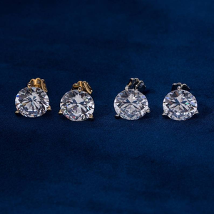 <b>Moissanite</b> Round Stud <b>Earrings</b> Solitaire Diamond Look Luxury Womens Fine Jewelry Bridal Wedding Gift Sparkling <b>Earrings</b> - Product Image 2