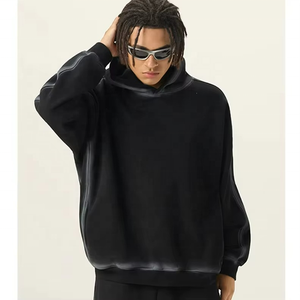 Sudadera con Capucha Personalizada con Logotipo para Hombre, Diseño Negro, Peso Pesado 500-600 g/m², Lisa, 100% Algodón, Forro Polar Grueso, Sudadera Corta - Product Image 3