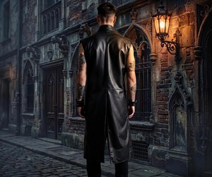 Chaleco Largo de Cuero Gótico Negro para Hombre, Estilo Motero Steampunk, Sin Mangas - Product Image 3