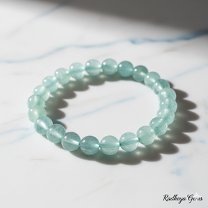 Handmade AAA Aquamarine Round Bead <b>Bracelet</b> – Polished Gemstone Stretch <b>Bracelet</b> for Men & Women - Product Image 1