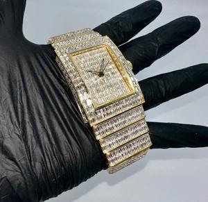 Reloj de Lujo Rectangular Estilo Hip Hop con Diamantes Baguette, Acero Inoxidable, Estilo Rapper, Movimiento ETA - Product Image 6
