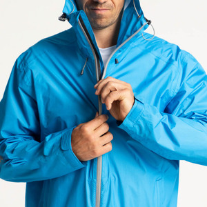 Chaqueta Impermeable Azul con Capucha para Hombre, Estilo Deportivo, Cierre de Cremallera, Material de Poliéster, para Primavera - Product Image 6