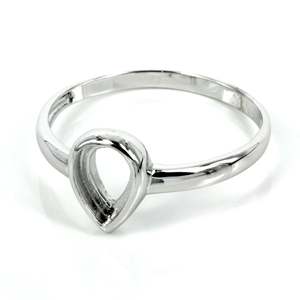 Bague en argent Sterling 925 à la mode classique en forme de poire réglage de lunette 5X7 MM diamant monté calibré Cabochon fin en gros - Product Image 3