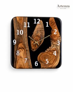 Wood Grain <b>Wall</b> <b>Clock</b> Square Resin <b>Clock</b> Decorative 2D <b>Clock</b> Modern Art <b>Clock</b> for <b>Bedroom</b> Living Room - Product Image 1