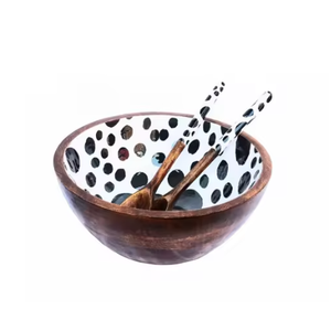 Bol de service en bois émaillé imprimé pour table d'iftar décorative, vaisselle et décorations de table - Product Image 2