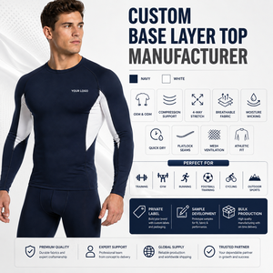 Custom Color Combination Men's Long Sleeve Training <b>Compression</b> <b>Shirt</b> Spandex/Polyester Quick Dry Breathable Cooling <b>Compression</b> - Product Image 4