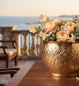 Durable Eco-Friendly Brass Metal Hammered Modern Customized Flower <b>Pot</b> Planter Vase Plant <b>Stand</b> ILAHI's ICOMP-13331 1kg Not - Product Image 1