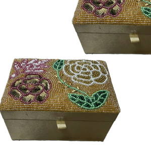 Handmade Floral Beaded Foldable 100% Cotton Jewelry Storage <b>Box</b> Multicolored Embroidery Organizer Special Gift <b>Valentine's</b> - Product Image 2