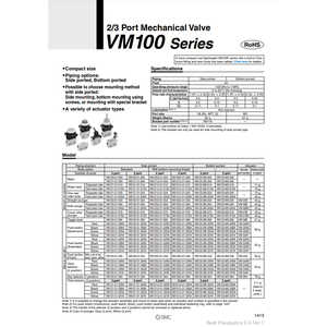 Modèle de soupape de commande mécanique pneumatique SMC VM132-M5-34BA - Product Image 2