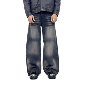 Pantalones Vaqueros Anchos de Pierna Recta al por Mayor, Estilo Urbano, de Moda, Oversize, Personalizados para Hombre - Product Image 1