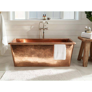 Bañera Rectangular de Cobre Estilo Antiguo, Bañera Metálica para Adultos, Diseño Duradero, para Baño, Hogar, Spa, Hotel, Resort - Product Image 3