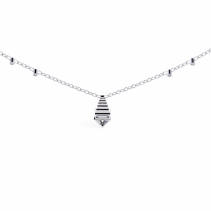Collar Minimalista de Plata 925 con Colgante de Moissanita en Forma de Pirámide, Corte Baguette, Engaste Biselado, Solitario, Unisex, para Uso Diario - Product Image 1