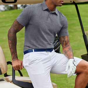 Polo homme moderne en coton, manches courtes, respirant, vêtement d'été confortable, coupe décontractée, col boutonné, idéal pour le golf et le tennis. - Product Image 3