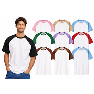 Camiseta Raglán Extra Grande para Hombre, de Alta Calidad, 100% Algodón, Manga Corta, Cuello Redondo, Venta al Por Mayor - Product Image 2